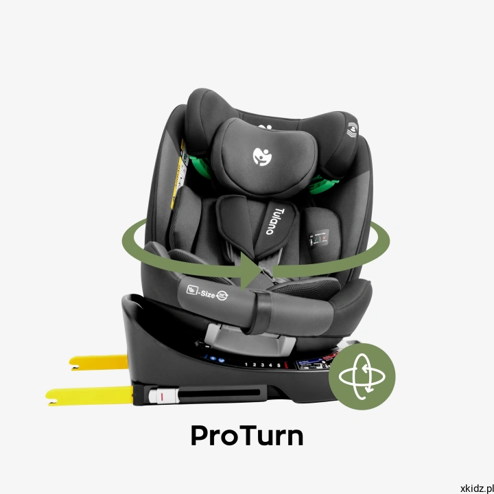 Fotelik Tulano Loom Grey - obrotowa baza 360 stopni ProTurn, siedzisko przodem do drzwi