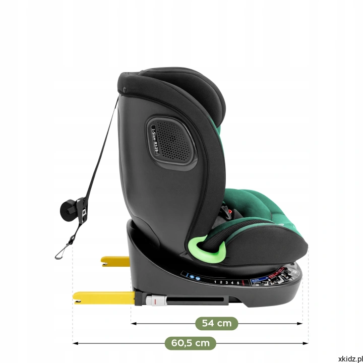 Fotelik Tulano Loom Green - montaż ISOFIX z pasem Top Tether