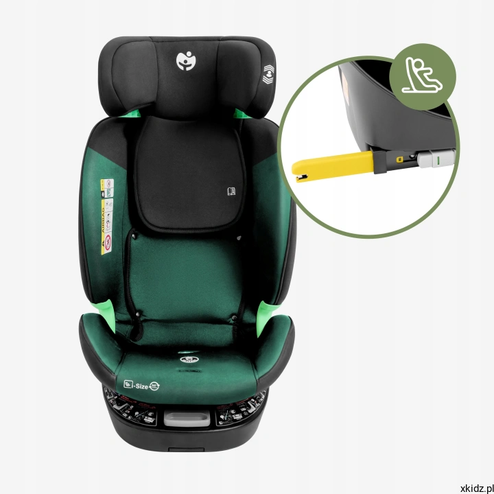 Fotelik Tulano Loom Green - żółte prowadnice ISOFIX ułatwiające montaż