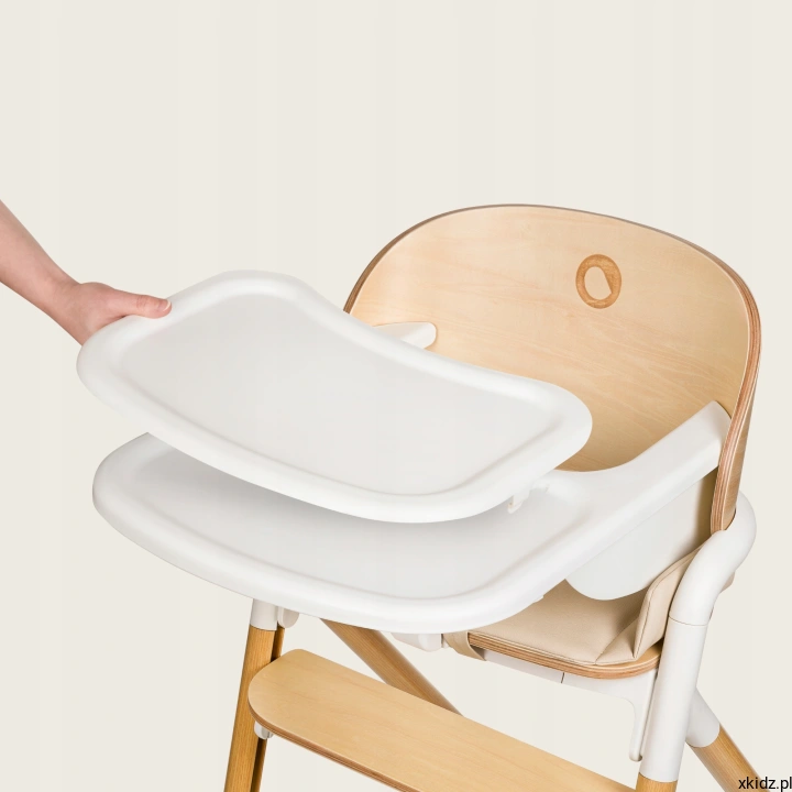 Krzesełko Lionelo Celia Beige Wood - nakładana taca z zaokrąglonymi rogami