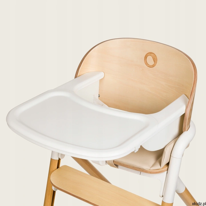 Krzesełko Lionelo Celia Beige Wood - wkładka z ekoskóry na siedzisko