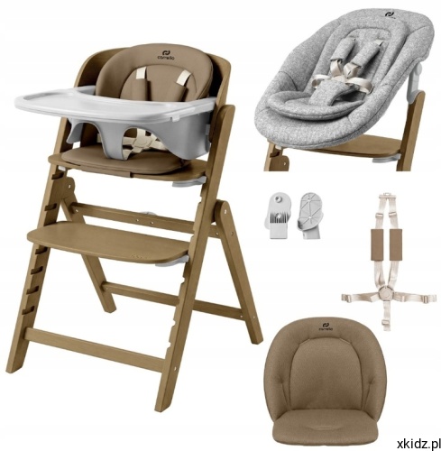 Krzesełko do karmienia 2w1 Carrello Focus Sahara Beige - widok całego fotelika w kolorze beżowym