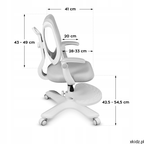 Fotel obrotowy Mark Adler Junior 4.6 Grey - profilowane oparcie wspierające plecy