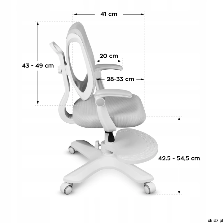 Fotel obrotowy Mark Adler Junior 4.6 Grey - profilowane oparcie wspierające plecy