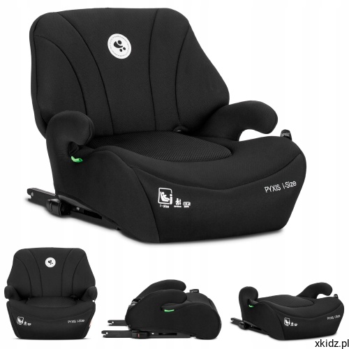 Fotelik samochodowy Lorelli Pyxis Black i-Size 125-150 cm – widok z przodu w kolorze czarnym