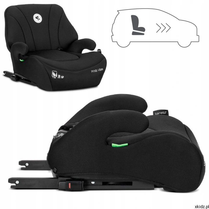 Fotelik Lorelli Pyxis Black – montaż ISOFIX z prowadnicami w samochodzie