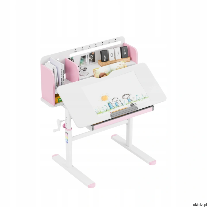Biurko Mark Adler Study 5.0 Pink – blat pochylony do 50° do pisania i rysowania