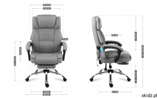Fotel Mark Adler Boss 6.0 Grey – pięcioramienna chromowana podstawa i koła 50 mm