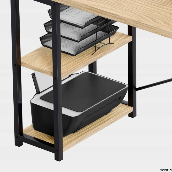 Biurko Mark Adler Leader 5.9 Oak – otwarte półki na książki i akcesoria