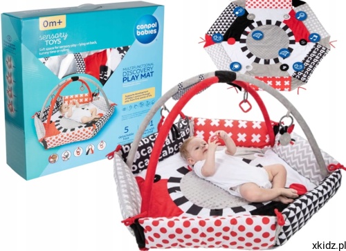 Kontrastowa mata sensoryczna 3w1 Canpol SENSORY TOYS - widok całej maty z pałąkami
