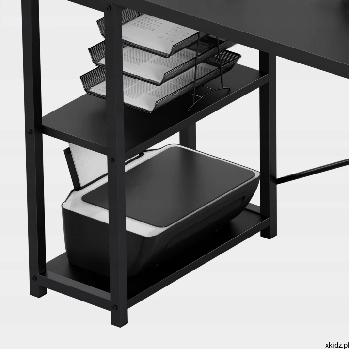 Biurko Mark Adler Leader 5.9 Black – otwarte czarne półki na książki, sprzęt i akcesoria
