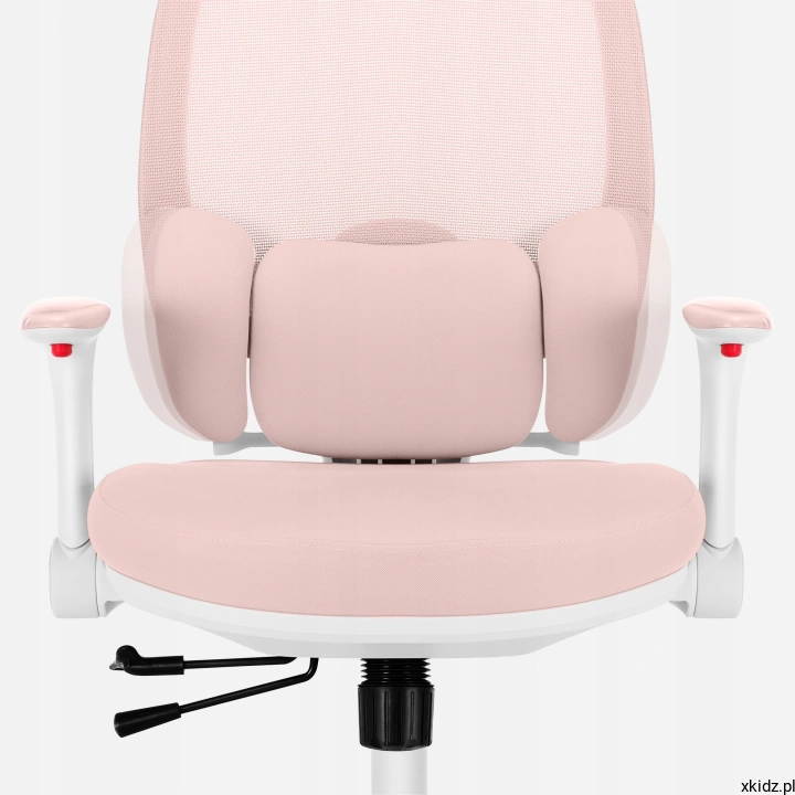 Fotel Mark Adler Junior 6.3 Pink – regulowana podpora lędźwiowa 3D wspierająca plecy dziecka