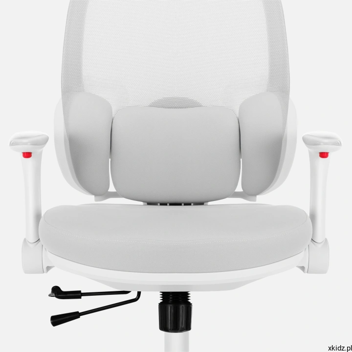 Fotel Mark Adler Junior 6.3 Grey – regulowana podpora lędźwiowa 3D wspierająca plecy dziecka