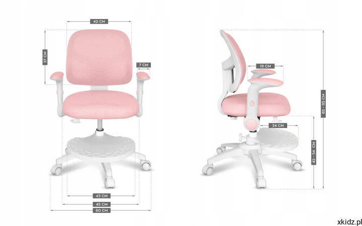 Fotel Mark Adler Junior 5.0 Pink – fotel obrotowy dla dziecka o wzroście 80-160 cm