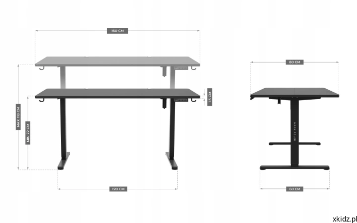 Biurko Mark Adler Leader 7.6 Black – duży czarny blat z miejscem na dwa monitory