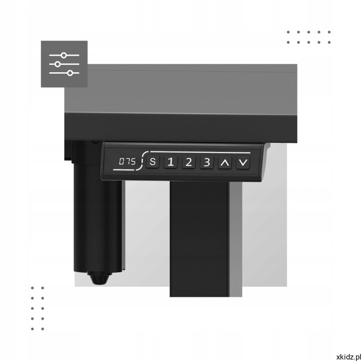 Biurko Mark Adler Leader 7.6 Black – panel sterowania z pamięcią 3 ustawień