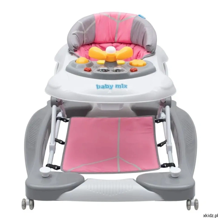 Chodzik 3w1 Baby Mix PINK - panel edukacyjny z kierownicą i klaksonem
