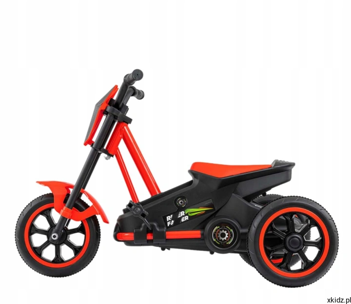 Gokart na pedały Milly Mally Rider czerwony - napęd łańcuchowy w obudowie i pedały