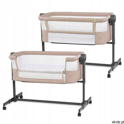 Łóżeczko dostawne Kinderkraft Neste Up 2 Beige - widok całego łóżeczka w kolorze beżowym