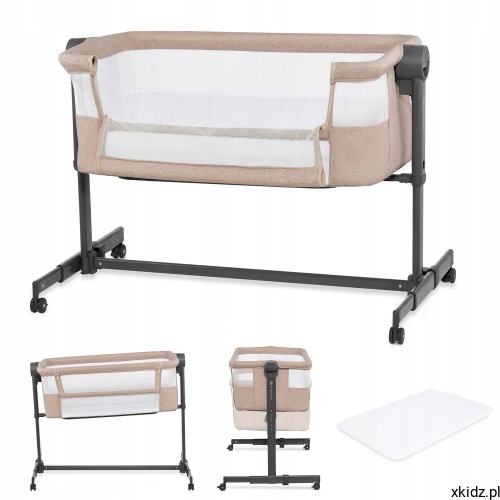 Łóżeczko Kinderkraft Neste Up 2 Beige - tryb dostawki przy łóżku rodziców