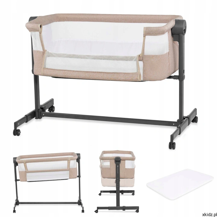 Łóżeczko Kinderkraft Neste Up 2 Beige - tryb dostawki przy łóżku rodziców