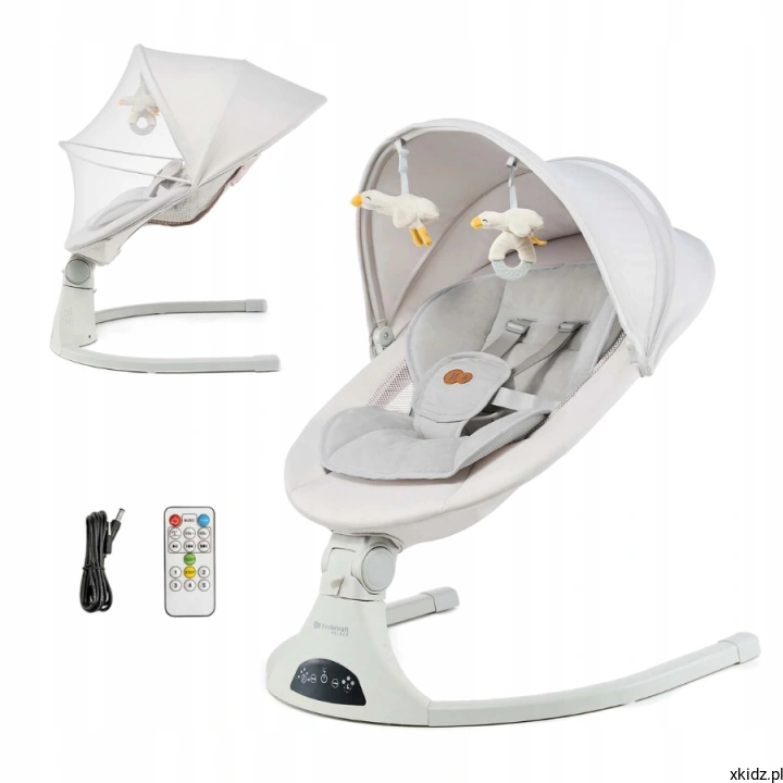Bujaczek elektryczny Kinderkraft Tulsy beige - widok całego bujaczka-leżaczka