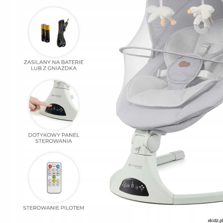 Kinderkraft Tulsy beige - pilot i panel dotykowy do sterowania bujaniem