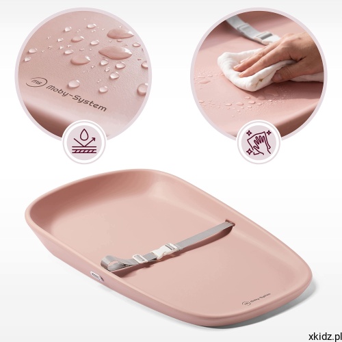 Przewijak Moby-System BABY NEST różowy - lekka mata piankowa do zabrania w podróż