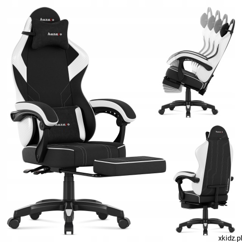 Fotel gamingowy Huzaro Force 3.7 White Carbon - widok całego fotela biało-karbonowego