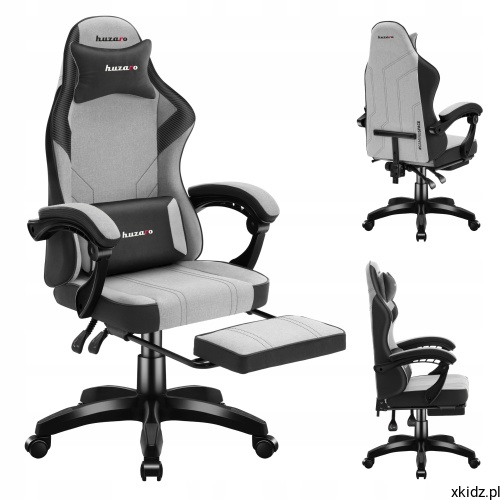 Fotel gamingowy Huzaro Force 3.7 Grey - widok całego fotela w kolorze szarym