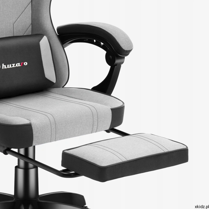 Fotel gamingowy Huzaro Force 3.7 Grey - rozkładany podnóżek