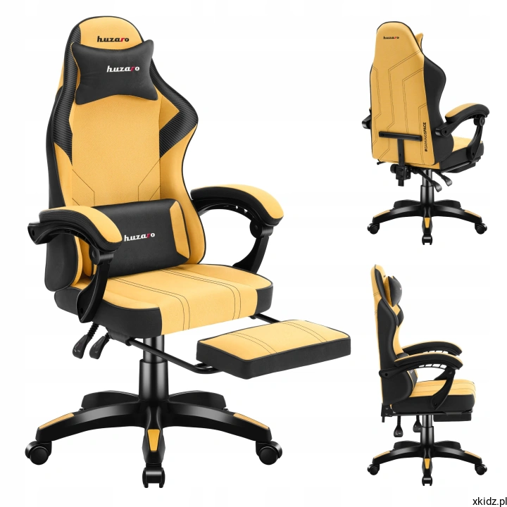 Fotel gamingowy Huzaro Force 3.7 Yellow - widok całego fotela w kolorze czarno-żółtym