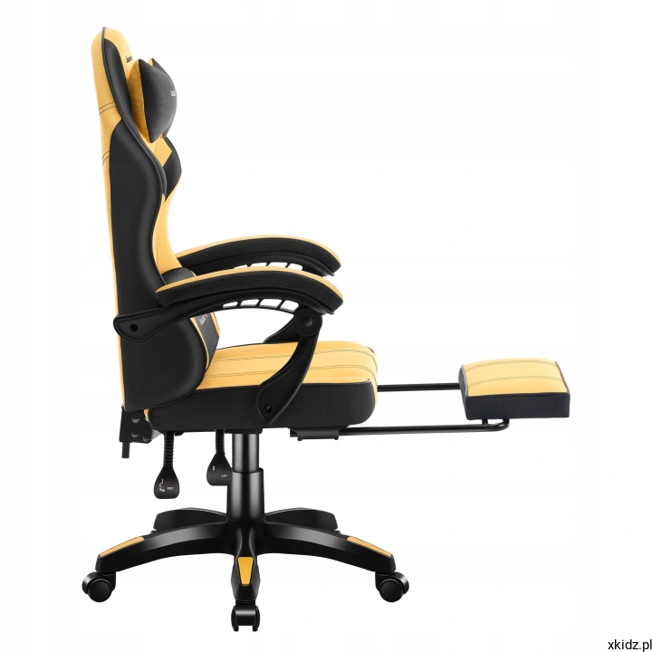 Fotel gamingowy Huzaro Force 3.7 Yellow - rozkładany podnóżek