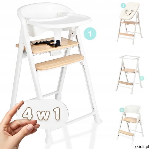 Krzesełko do karmienia 4w1 Primabobo BELI Beige - widok całego krzesełka z beżową tapicerką