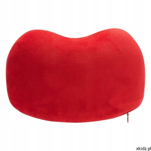 Poduszka podróżna Dr.Bacty rogal czerwona - welurowe pokrycie z pianką memory foam