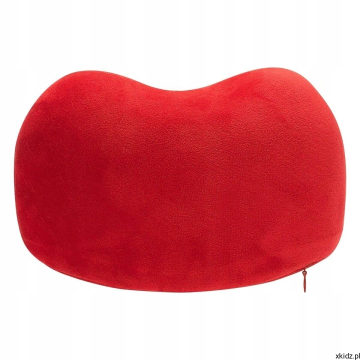 Poduszka podróżna Dr.Bacty rogal czerwona - welurowe pokrycie z pianką memory foam