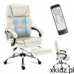 Mark Adler Fotel Biurowy z MASAŻEM Podnóżkiem PODGRZEWANY BOSS 6.0 Beige