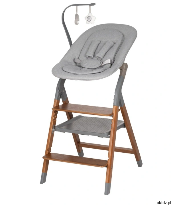 Krzesełko Carrello Ergo Night Grey - funkcja leżaczka z pałąkiem z zabawkami
