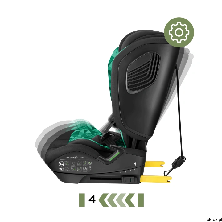 Fotelik samochodowy Tulano Zooma 55 Green - regulacja oparcia Easy Recline do pozycji na drzemkę