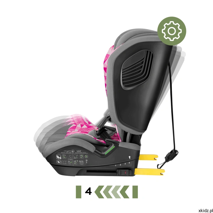 Fotelik samochodowy Tulano Zooma 55 Pink - regulacja oparcia Easy Recline
