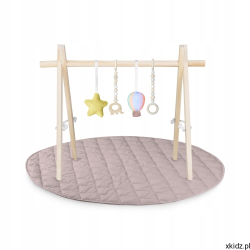 Mata edukacyjna z baby gym Lionelo Anis Set - widok całego zestawu ze stojakiem i matą