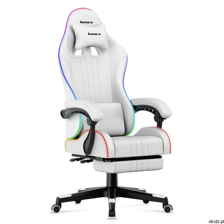 Fotel gamingowy Huzaro Force 4.7 RGB White - antypoślizgowe podłokietniki