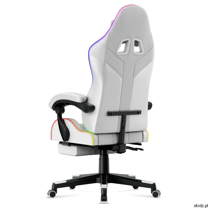 Fotel gamingowy Huzaro Force 4.7 RGB White - widok oparcia od tyłu