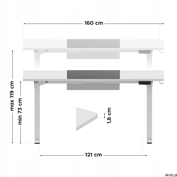 Biurko elektryczne Mark Adler Leader 9.3 White - blat 160x80 cm w kolorze białym