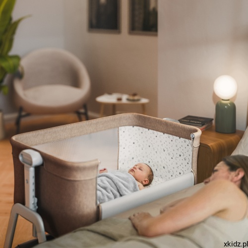 Łóżeczko dostawne Tulano Dream 50 Taupe - łóżeczko przystawione do łóżka rodziców