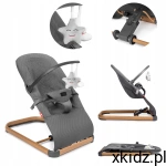 Kidnort Leżaczek MOLN regulowany z pałąkiem z zabawkami 0-9 kg Grey/wood