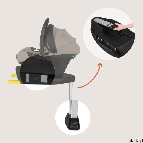 Fotelik samochodowy Lionelo Astrid i-Size Taupe - baza ISOFIX z nogą stabilizacyjną