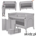 Lionelo Łóżeczko turystyczne ELLEN dwupoziomowe 3w1 GREY CONCRETE