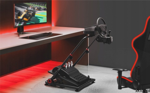 Stojak do kierownicy Huzaro Speed 3.0 - stojak z zamontowaną kierownicą, pedałami i shifterem