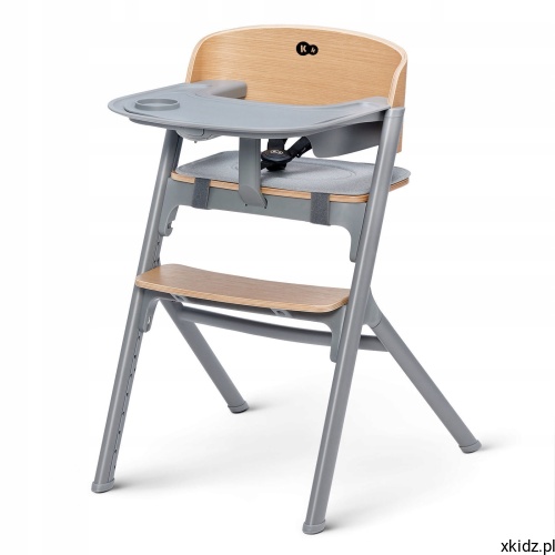 Krzesełko do karmienia 3w1 Kinderkraft LIVY Wood - widok całego krzesełka z drewna dębowego